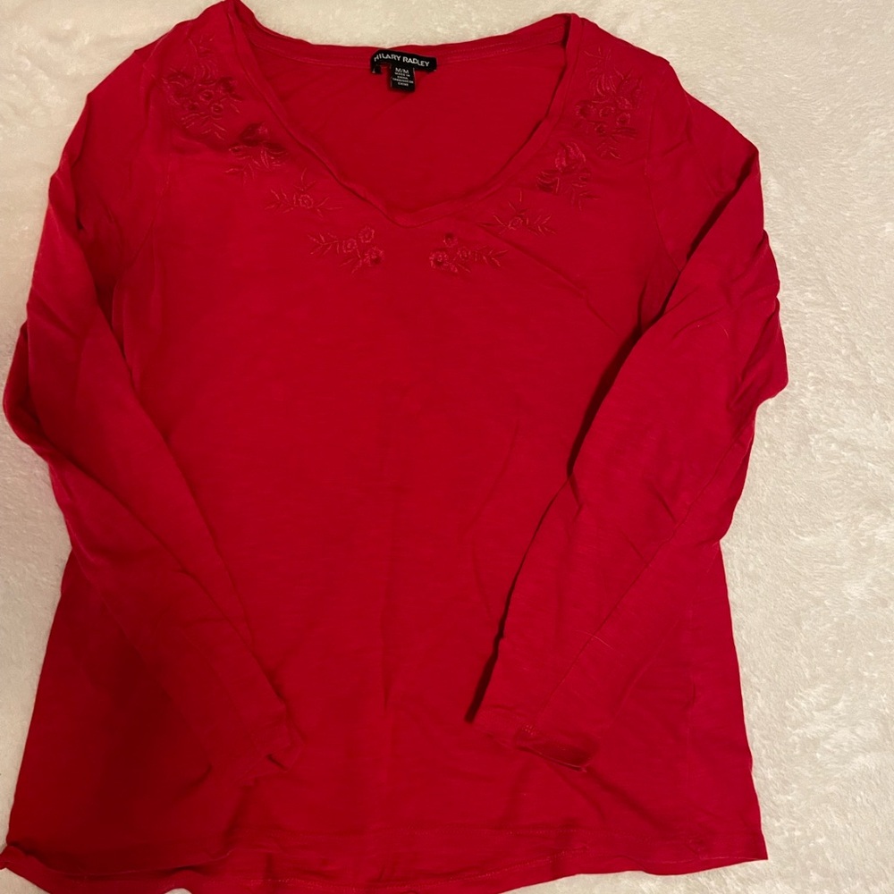 Hillary Radley red long sleeved ladies shirt